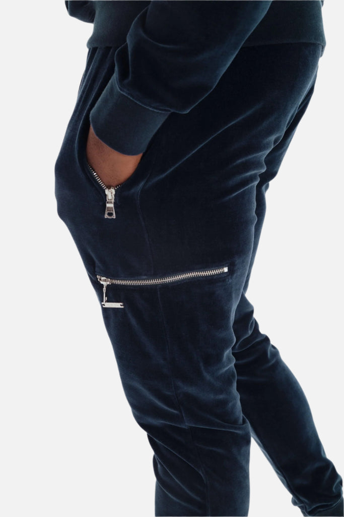 navy joggers velour