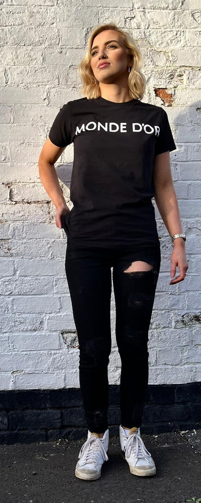 Monde D’or Women’s Black T-Shirt - Timeless Elegance in Classic Black - Monde D'or
