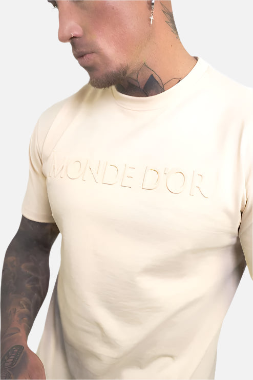 Embossed Beige T-Shirt