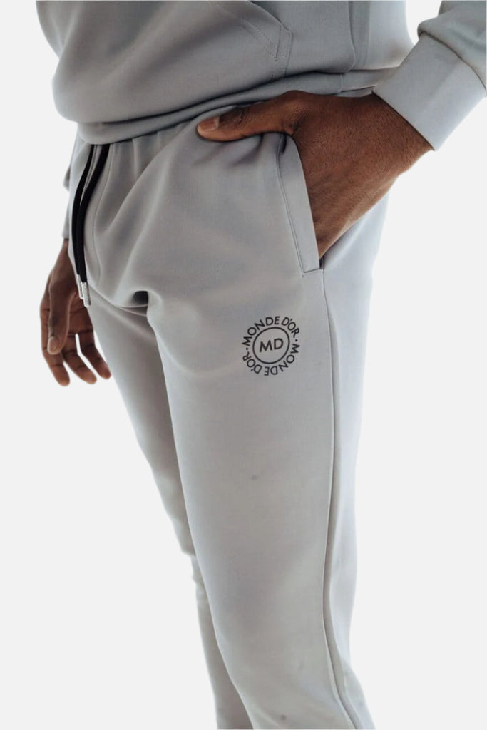 fitted grey tracksuit joggers