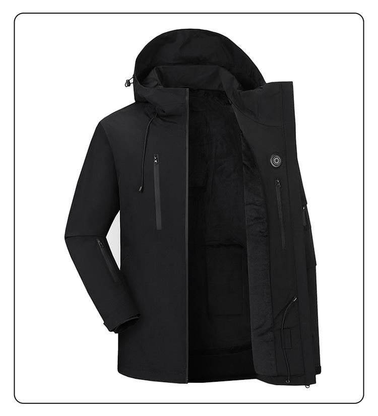 Men and Womens 5 area Winter Hooded Outdoor Heated Coat - Monde D'or