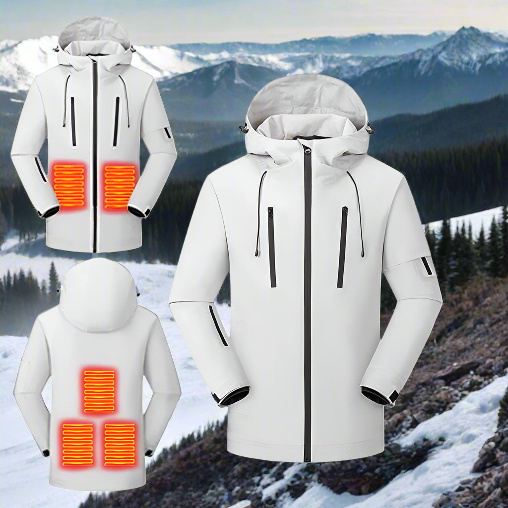 Men and Womens 5 area Winter Hooded Outdoor Heated Coat - Monde D'or