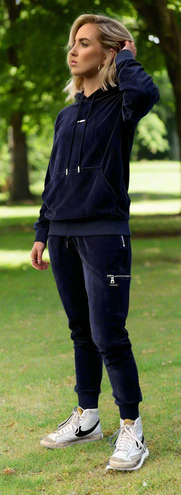 Women s Navy Velour Tracksuit Set Monde D or