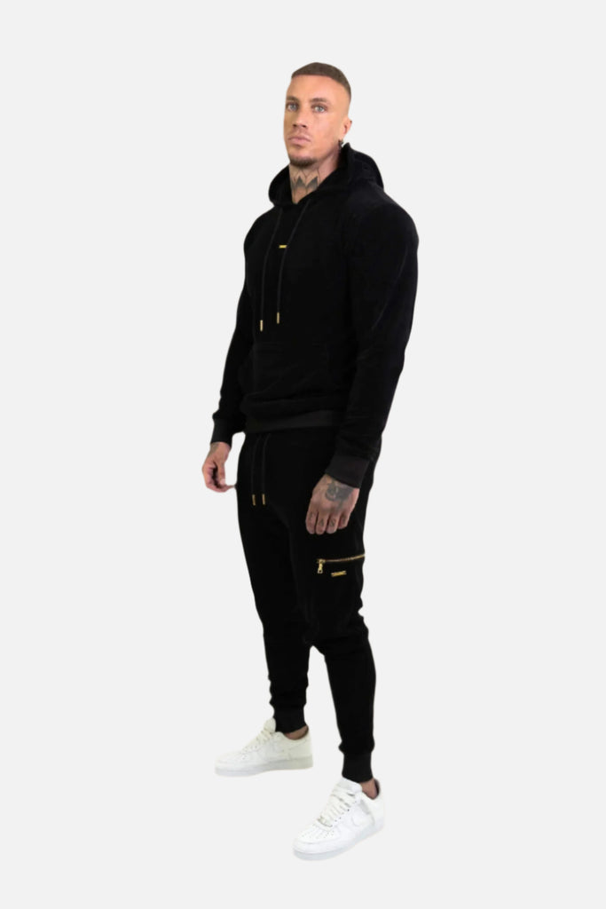 men black velour tracksuit set