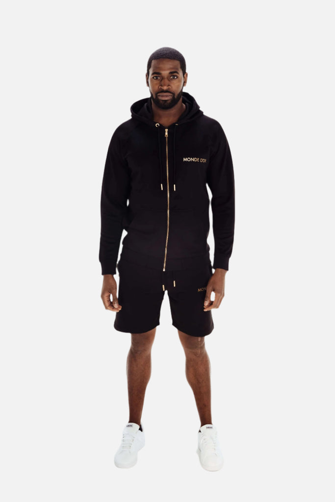 mens black and gold summer outfit