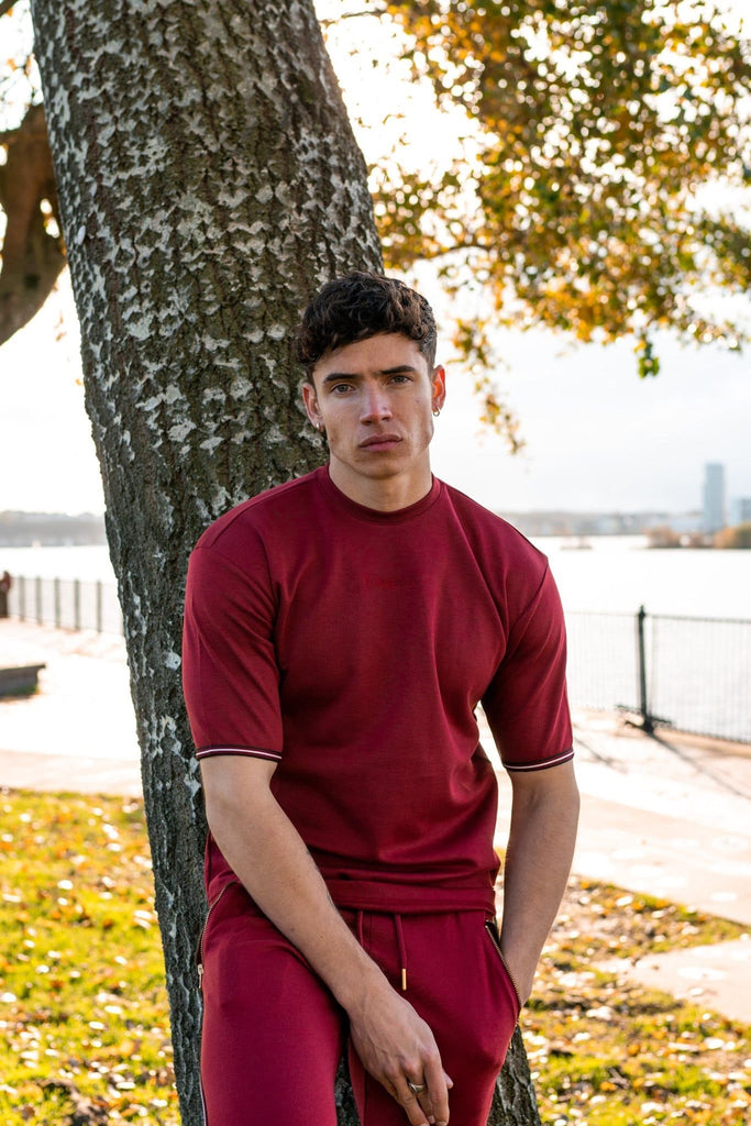 burgundy t-shirt