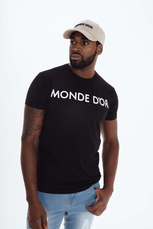 monde d'or fitted mens black t-shirt