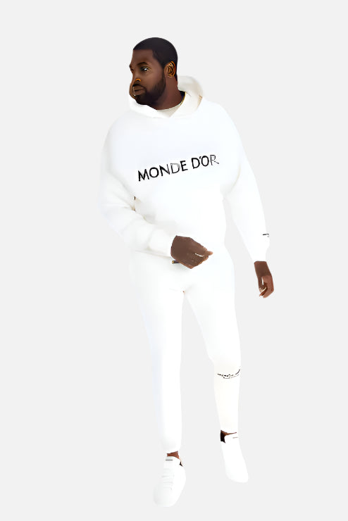 Men's Basics White Tracksuit Set - Monde D'or