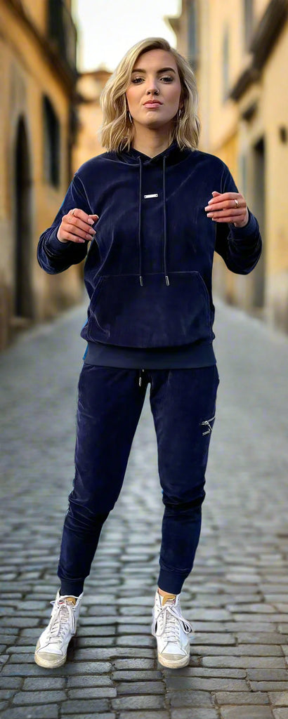 navy velour tracksuit womens