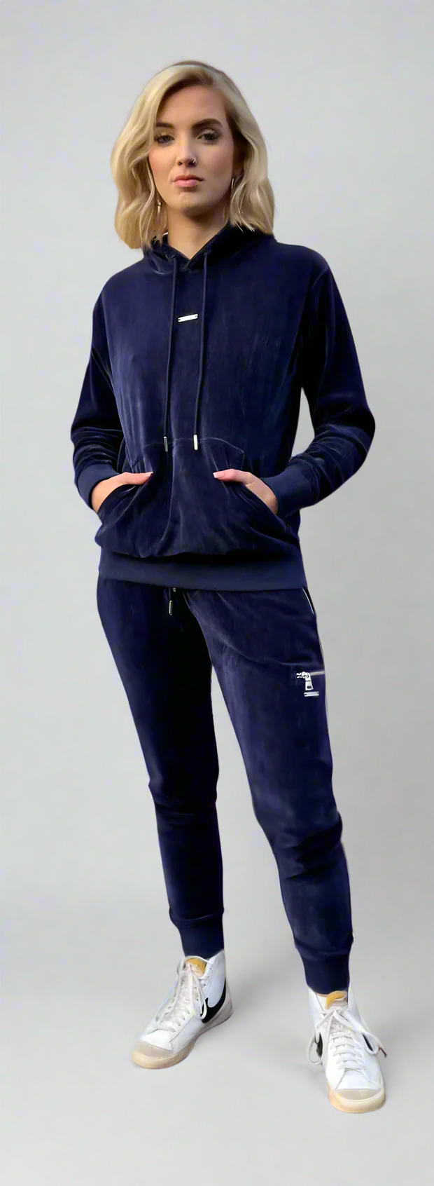 Women s Navy Velour Tracksuit Set Monde D or